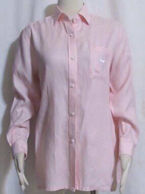 NEW Womens Ladies BLK MKT Pink Linen Oversized Long Sleeve Top Shirt S Orig $98